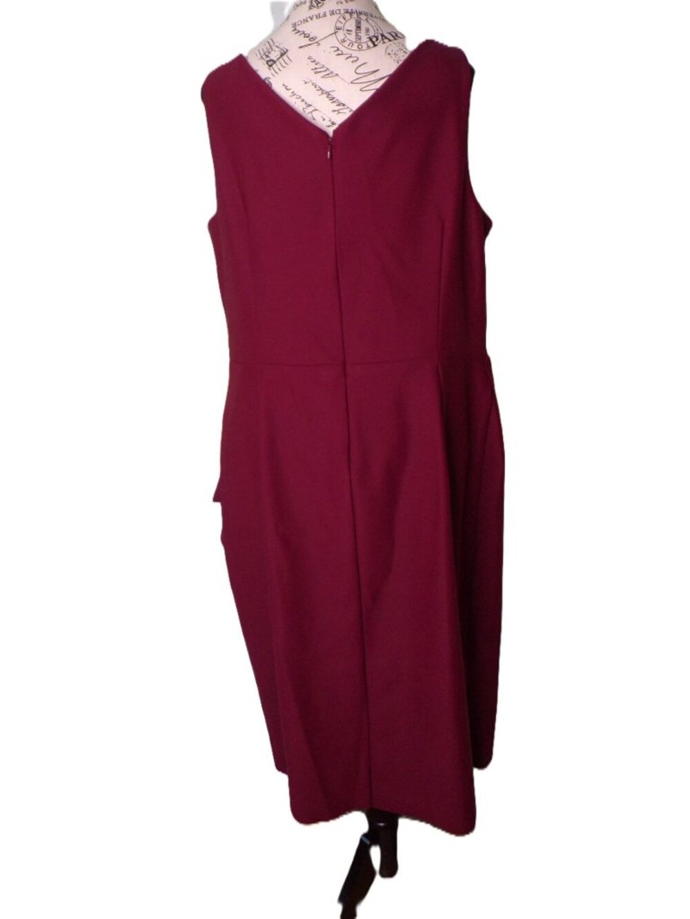 🆕ALEX EVENINGS Side Ruched Compression Cocktail Dress Wine Burgundy 18 - Picture 6 of 10